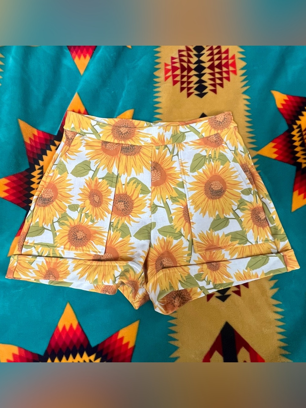 NWOT BlackMilk Sunflower High-Waist Shorts - Yellow & Green